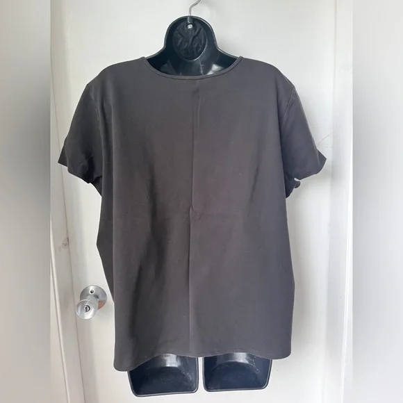 Eileen Fisher Plus Size Black Jersey Crew Neck Short Sleeve Tee Top 1X - Picture 3 of 8